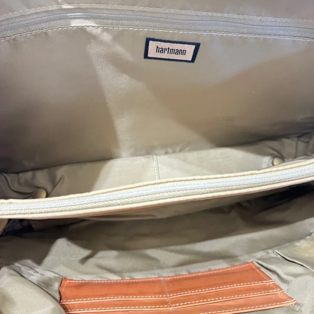 Hartmann‎ Mobile Office Bag Unisex Large Tan Tweed Leather Vintage Rolling
